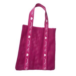 Too Faced Hot Pink Mesh Tote Bag Travel Make Up‎ Cosmetic Bag